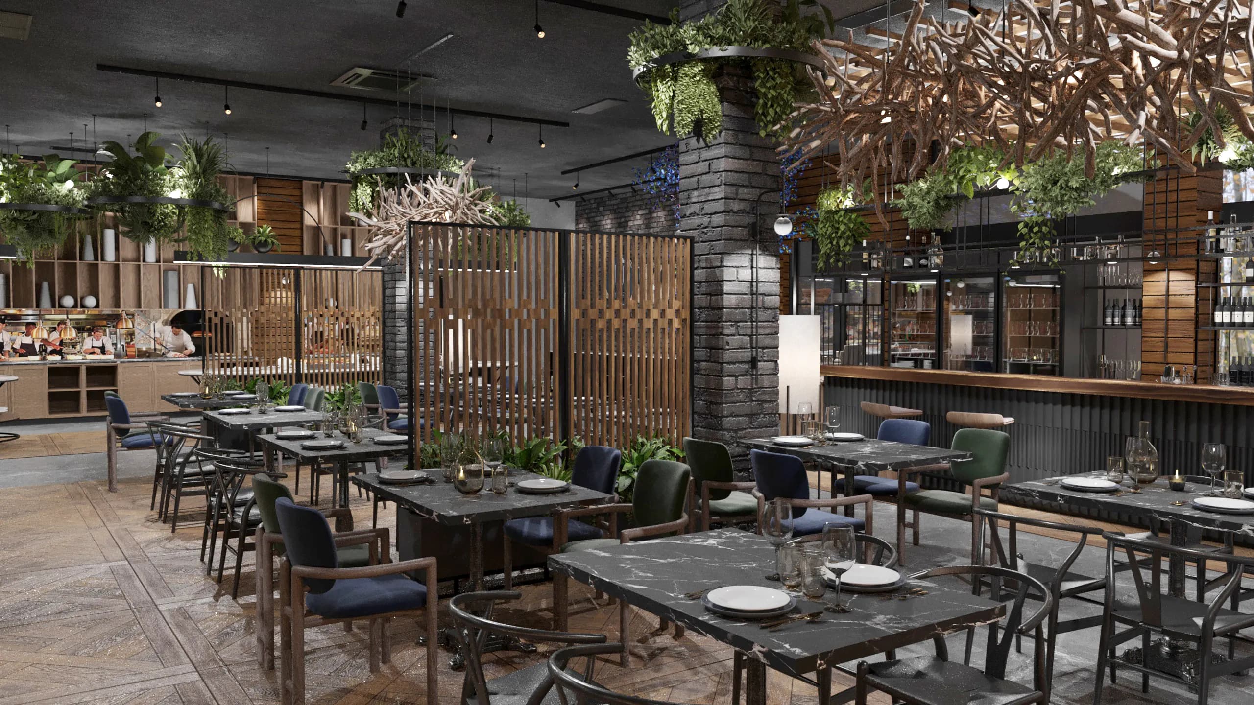 Restaurant Concept Design inspired by the philosophy of Wabi-Sabi, celebrating imperfection, authenticity, and natural materials.
